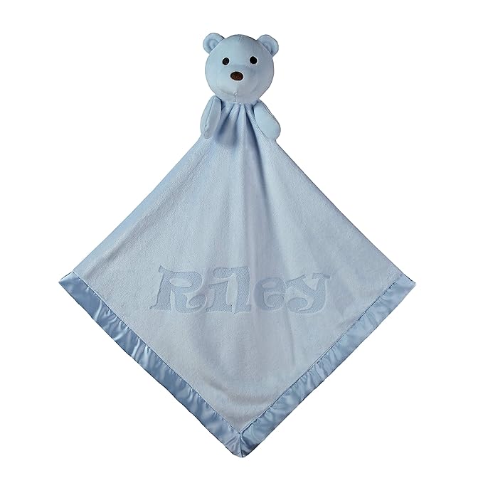 Custom Catch Personalized Teddy Bear Baby Blanket Gift for Boy - Blue