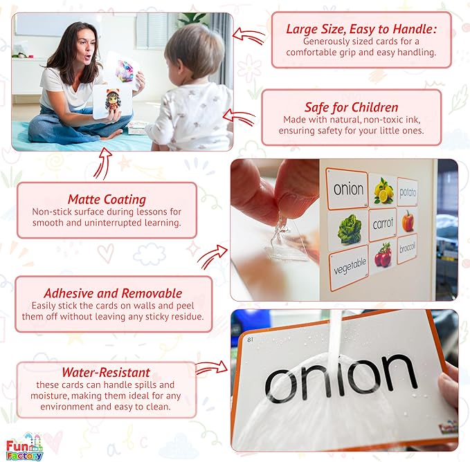 100 Real-Image Flash Cards for Toddlers 1-3 – Large Waterproof Learning Cards, Montessori Preschool Educational Toys for Kids, Durable Flashcards with Pictures and Words (Mom’s Choice Award)