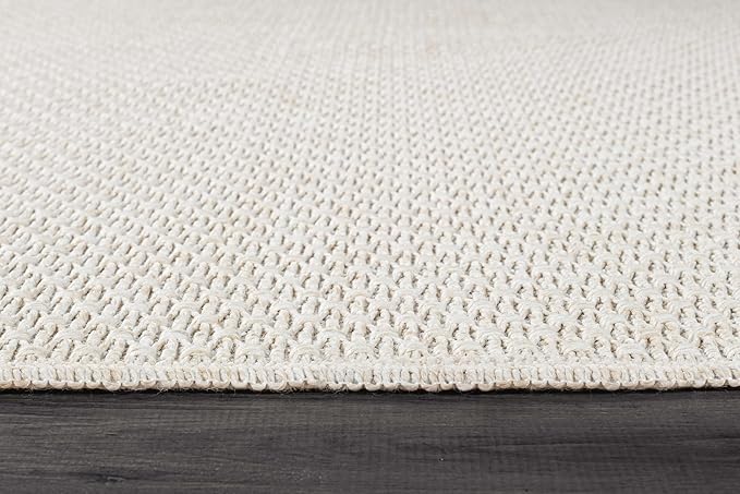 Easy Jute Rugs 4x6 White Color Living Room Indoor Outdoor Area Rug for Farmhouse Patio and Kitchen Rug High Traffic Washable Easy to Clean Solid Boho Woven Design Outside Carpet (4 x 6)