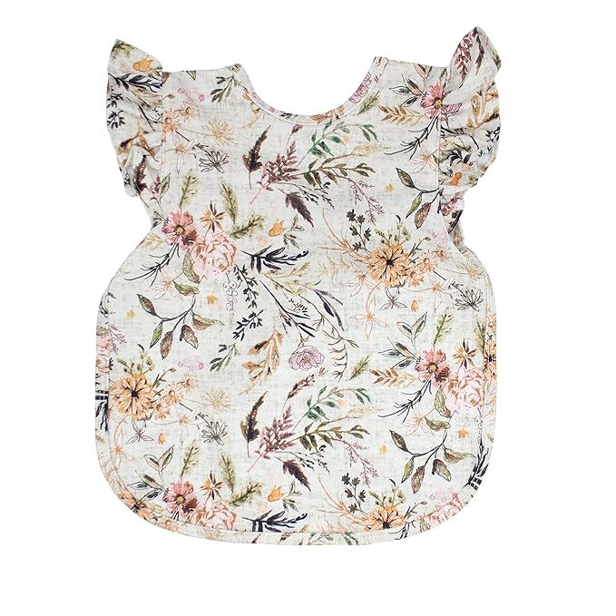BapronBaby Flutter Delilah Floral Bapron - No Neck Tie Safer Bib for Baby & Toddler - Soft Waterproof Stain Resistant - Machine Washable - Sz Preschool 3-5yrs