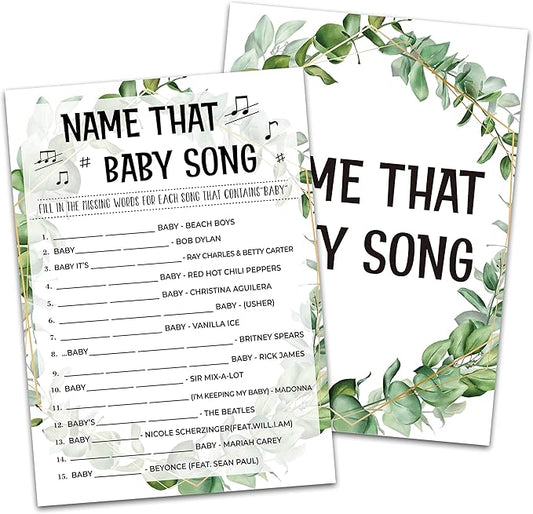 Baby Shower Game Cards - Tropical Jungle Theme Party Set for Gender Neutral Boys or Girls - 30 Cards (Green001)