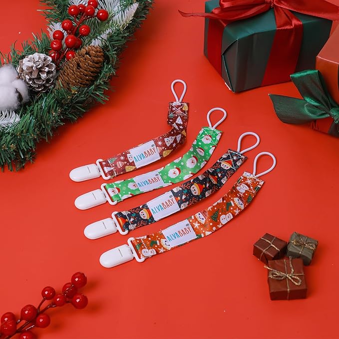 ALVABABY Pacifier Clip 8 Pack Binky Paci Clip Holder Leashes for Newborn Baby Boys Girls Christmas 8DBP04-DA