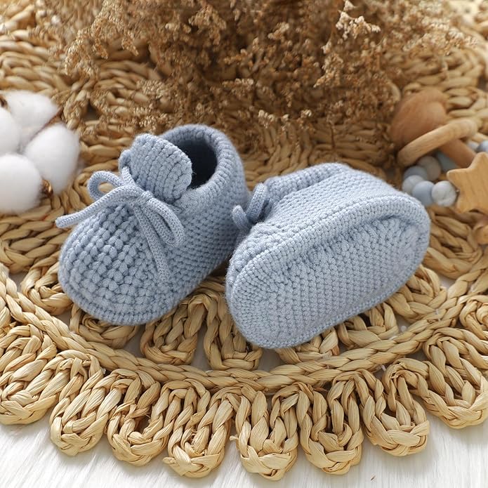 DovFanny Baby Booties Newborn Baby First Shoes Cozy Warm Knit Soft Booties for Toddler Infant Boy Girl