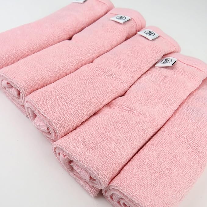 HonestBaby Unisex Baby Organic Cotton Washcloth Multi-Pack Winter Accessory Set, 5-Pack Pink, One Size