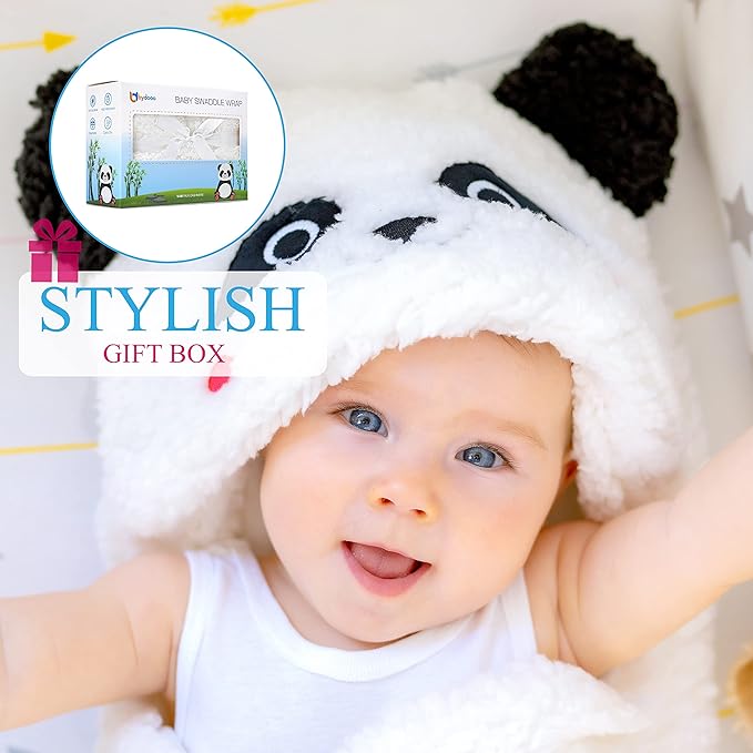 Newborn Panda Baby Swaddle Blanket 0-6 Months Cute Ultra Soft Plush Essentials Must Have Infants Girls Boys Baby Accessories Gender Neutral Stuff, Receiving Swaddling Wrap Nursery Clothe Shower Gift
