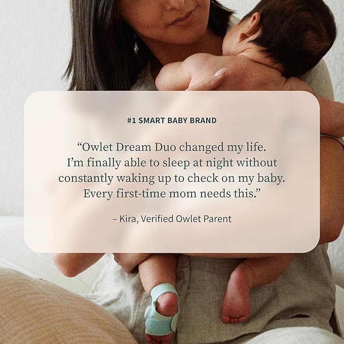 Owlet Dream Duo (3rd Gen) – FDA-Cleared Smart Baby Monitor with Sock & HD Video Cam, Tracks Pulse Rate, Oxygen & Sleep, 2K HD Video, Cry & Motion Alerts, Temp Monitoring - Mint