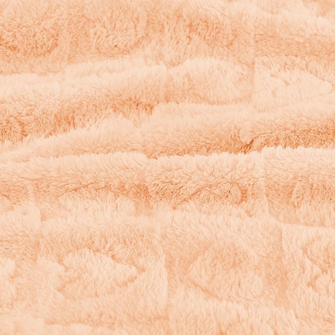 Yurhap Fleece Baby Blanket Heart Checkered, Ultra Soft Cozy Baby Blankets for Girls Boys, Fluffy Infant Toddler Newborn Receiving Gifts for Crib Stroller 30"x40" (Apricot Pink)