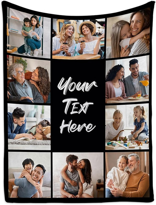 Personalized Blankets with Photos - Custom Blanket with Picture, Perfect Gifts for Dad, Mom, Husband, Wife