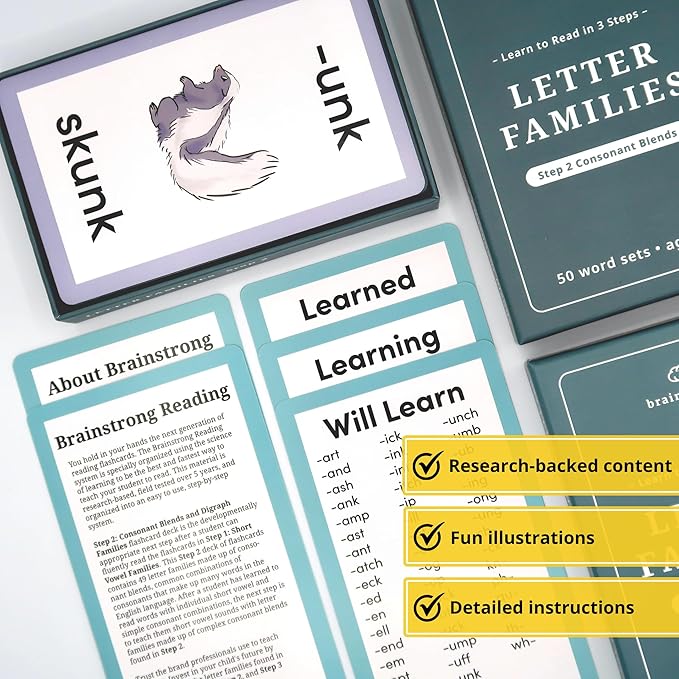 ABC Flashcards & 750 Phonics Words | Ages 4-7 | Preschool Kindergarten Reading Kit | 200 Premium Brainstrong Flash Cards