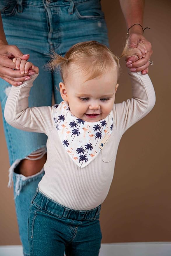 Blue Wren Magnetic Bandana Drool Bibs 5-pack - Magnetic Closure Baby Bibs - Safe, Easy, Chic Teething Bib