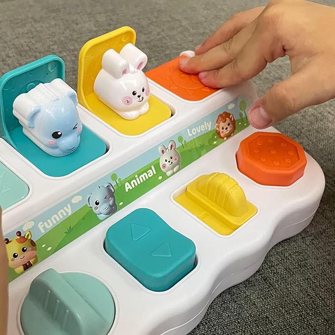 Cause-And-Effect Toy for toddlers 2-3 – Developmental Toy With Buttons & Colors – Color Sorting Animal Toys – For Kids, Toddlers, Babies – 18 Months + – Pop-Up toys, 6-12 months, 1-3 years baby.