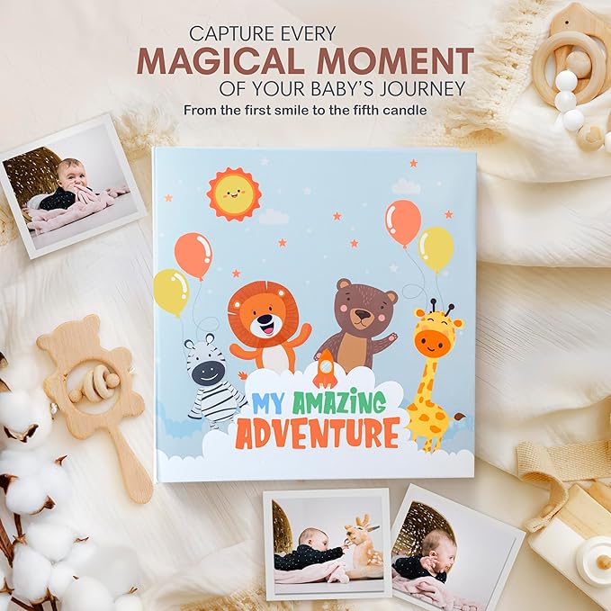 Playful Keepsake and Memory Book - First 5 Years Completely Illustrated Baby Journal - Joyful Scrapbook for Boy or Girl - Easily Record Radiant Memories - Perfect for Baby Shower