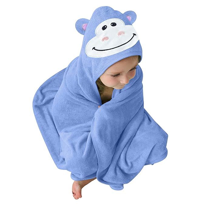 HIPHOP PANDA Hooded Towel - Rayon Made from Bamboo, Bath Towel with Bear Ears for Newborn, Babie, Toddler, Infant - Absorbent Large Baby Towel - Gorilla, 30 x 30 Inch