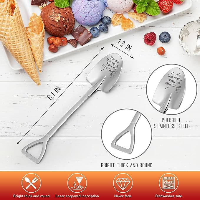 Funny Inspirational Ice Cream Shovel Spoon Easter Basket Essentials Mothers Day for Mom Grandma Sister Friends Bestie Unique Teacher Appreciation Gifts You're The Best Scoop Dad Fathers