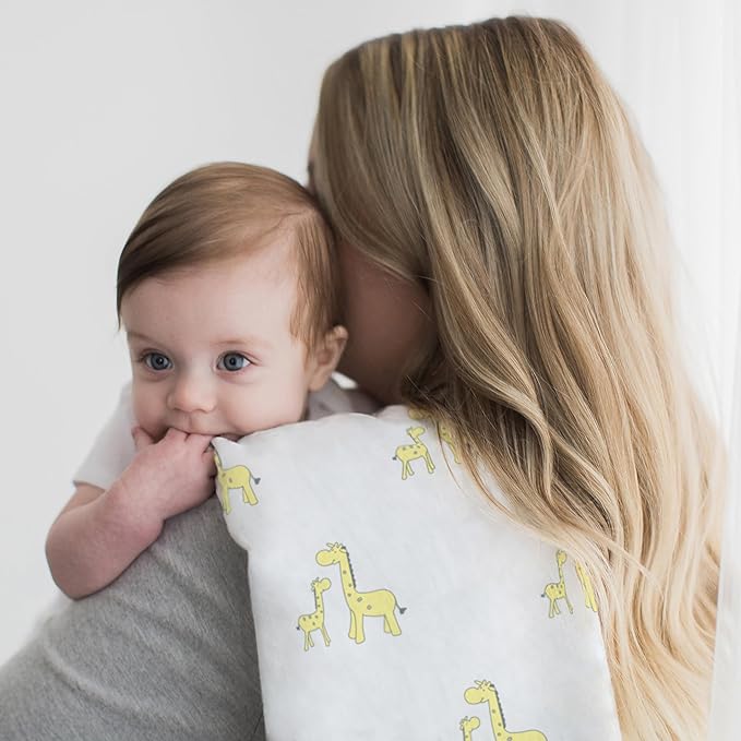 SwaddleDesigns Cotton Muslin Swaddle Blanket, Receiving Blanket for Baby Boys & Girls, Best Registry Gift, 46x46 inches, Little Giraffes, Yellow