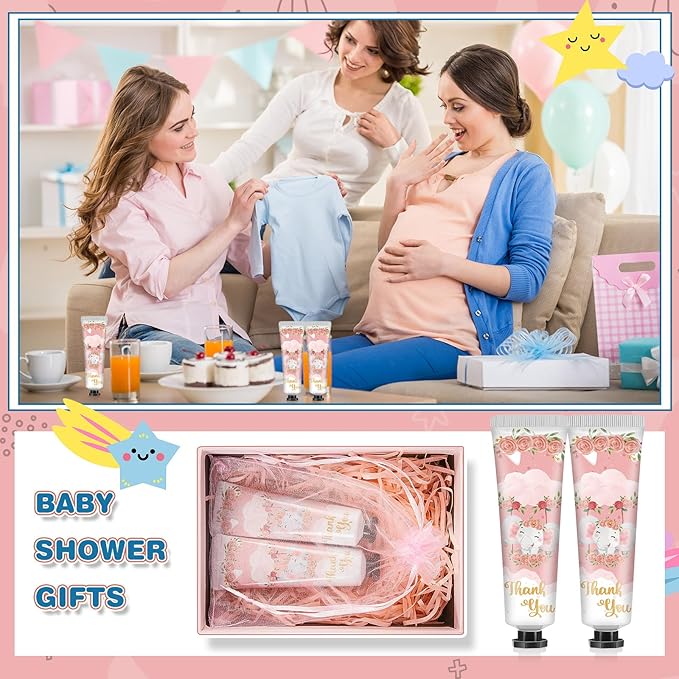48 Sets Baby Shower Hand Cream Bulk Pink Elephant Baby Shower Favors Bridal Thank You Hand Cream for Guests Travel Size Lotion with Organza Bags
