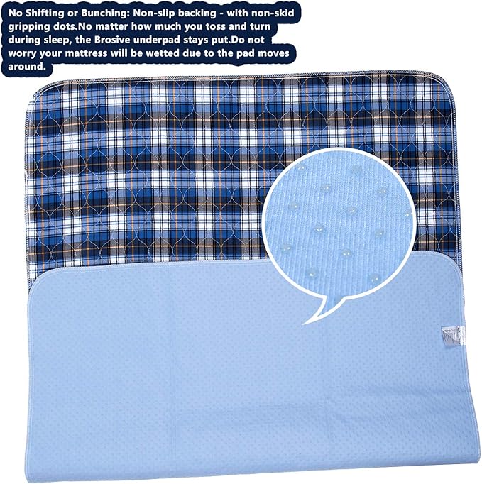Non-Slip Bed Pads for Incontinence Washable (18" x 24"|3 Pack),Waterproof Bed Pads, Kids Washable Incontinence Bed Pads for Kids Adults,Dog,Kids
