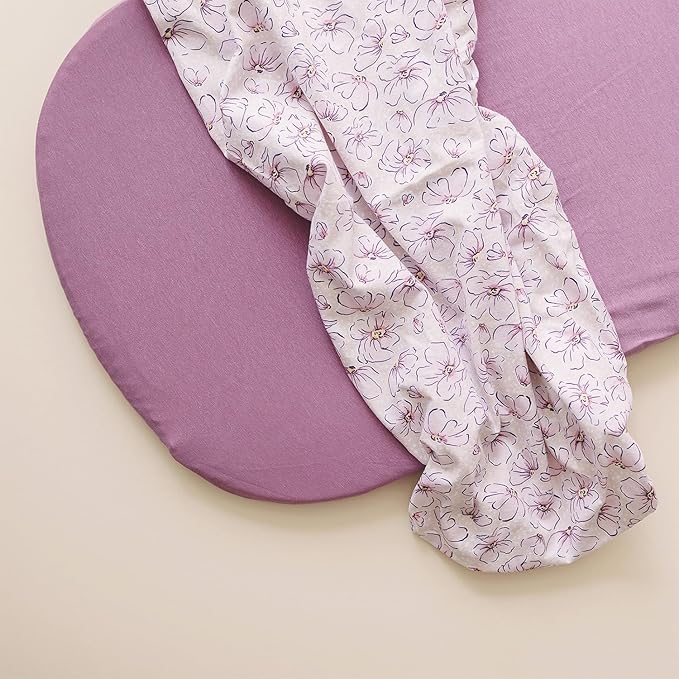 Pobibaby – 2 Pack Bassinet Sheets Girl, Bassinet Sheets Cotton 33x20 for Girls and Floral Nursery for Standard Rectangle Bassinets – Ultra-Soft Jersey Knit, Safe and Snug for Baby (Blossom)