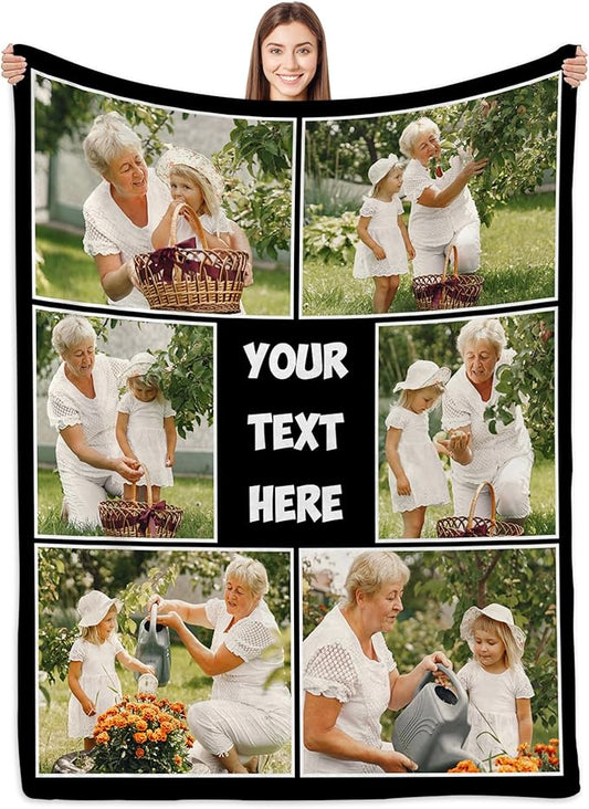 Custom Blanket with Picture - Perfect for Mom, Dad, Grandma, Grandpa, Sister, Friend or Couple