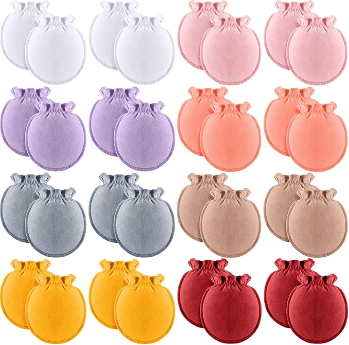 16 Pairs Newborn Baby Cotton Mittens No Scratch Gloves Unisex Newborn Mittens for baby Boys Girls 0-6 Months