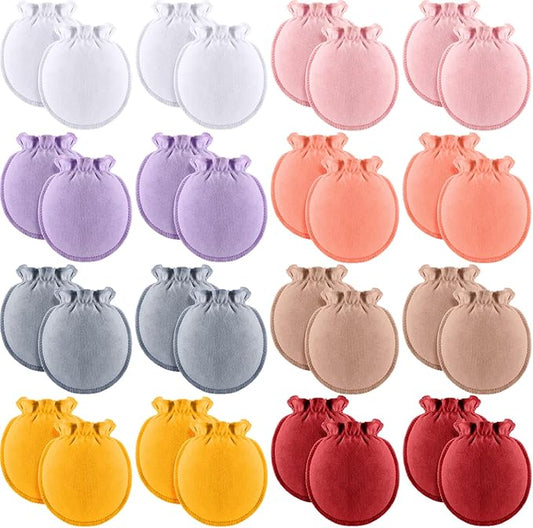 16 Pairs Newborn Baby Cotton Mittens No Scratch Gloves Unisex Newborn Mittens for baby Boys Girls 0-6 Months