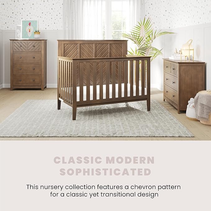 Child Craft Atwood 4-in-1 Convertible Crib, Baby Crib Converts to Day Bed, Toddler Bed and Full Size Bed, 3 Adjustable Mattress Positions, Non-Toxic, Baby Safe Finish (Cocoa Bean Brown)