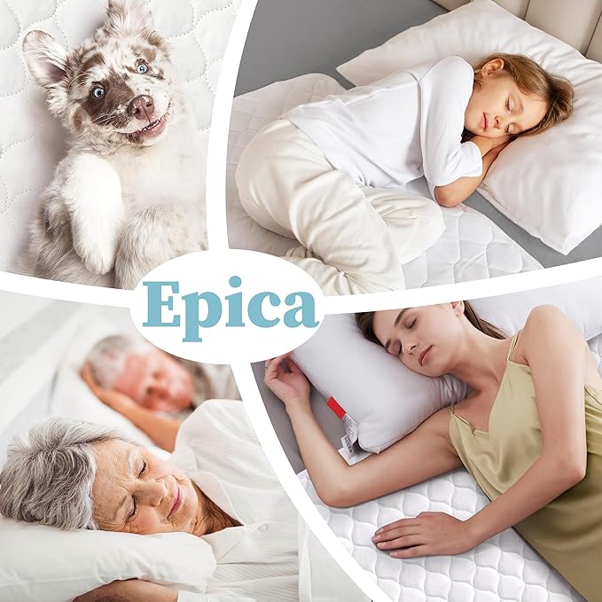 Epica Premium Ultra Plus Waterproof Sheet Protector Bed Pad, Under-pad, Quilted, Waterproof, and Washable, 34" x 52" for Children or Adults with Incontinence (34”x 52” (500 Washes ) Pack of 1