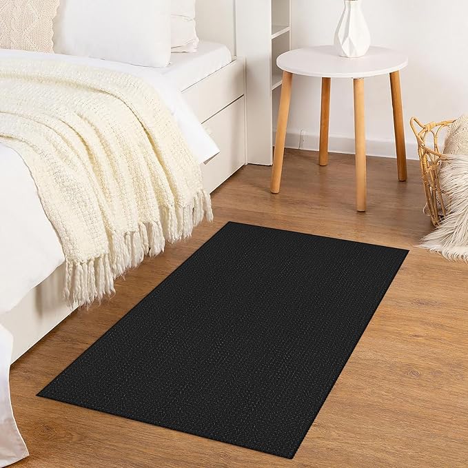 KOZYFLY Indoor Door Mat 2x3 ft Small Area Rugs Washable Front Door Mat Non Slip Rubber Backed Entryway Rug Cotton Entrance Doormat for Front Porch Bathroom Kitchen Bedroom, Black/Dark Grey