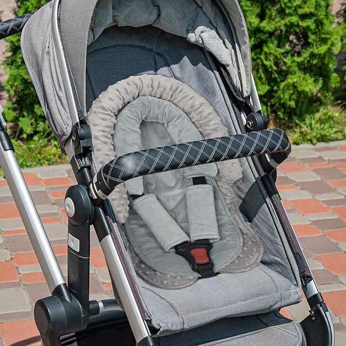 Infant Car Seat Insert, HNHUAMING Baby Car Seat Head & Body Support with 2 Straps Pads, Ultra Soft Newborn Preemie Carseat Insert Cushion for Girls Boys, Fits Car Seat, Stroller, Swing, Bouncer, Grey
