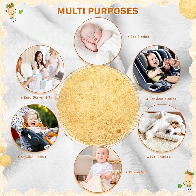 Funny Tortilla Swaddle Blanket - Soft Flannel Wearable Wrap for Newborn to 9 Months, Perfect for Baby Shower Gifts