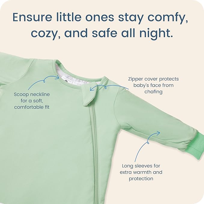 Baby Sleep Sack Long Sleeve Wearable Blanket 1.0 TOG, Premium Soft Infants Sleeping Bags with 2-way Zippers
