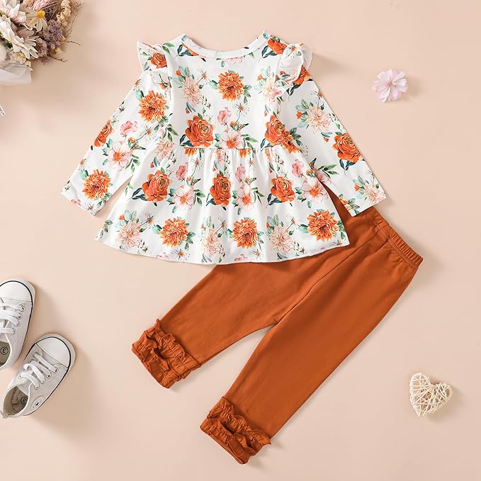 Baby Girl Clothes Toddler Girl Outfits Ruffle Shirt Pants Cute Infant Outfit Set Baby Girl Fall Winter Clothes