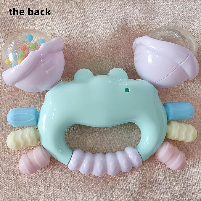 Baby Crab Rattle Toy - ABS Material, Handheld Crab Shaped Toy for Infants, Early Education Grip & Smart Toy for Newborn Boys and Girls(345A) (Green)