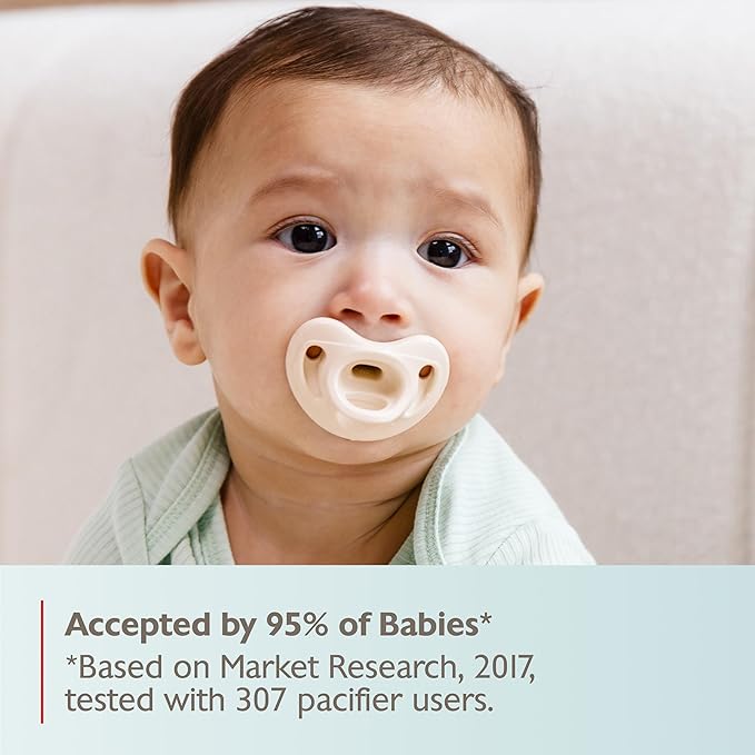 NUK 100% Silicone Comfy Orthodontic Pacifiers, 0-6 Months, Neutral Fashion, Timeless Collection, 5 Count