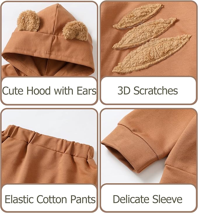 Toddler Baby Boy Clothes Infant Newborn Boy Outfit Long Sleeve Hoodie Sweatshirt Pants Fall Winter Clothes Set