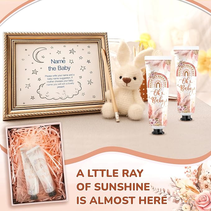 48 Sets Baby Shower Hand Cream Bulk Boho Baby Shower Favors Bridal Thank You Hand Cream for Guests Travel Size Lotion with Organza Bags