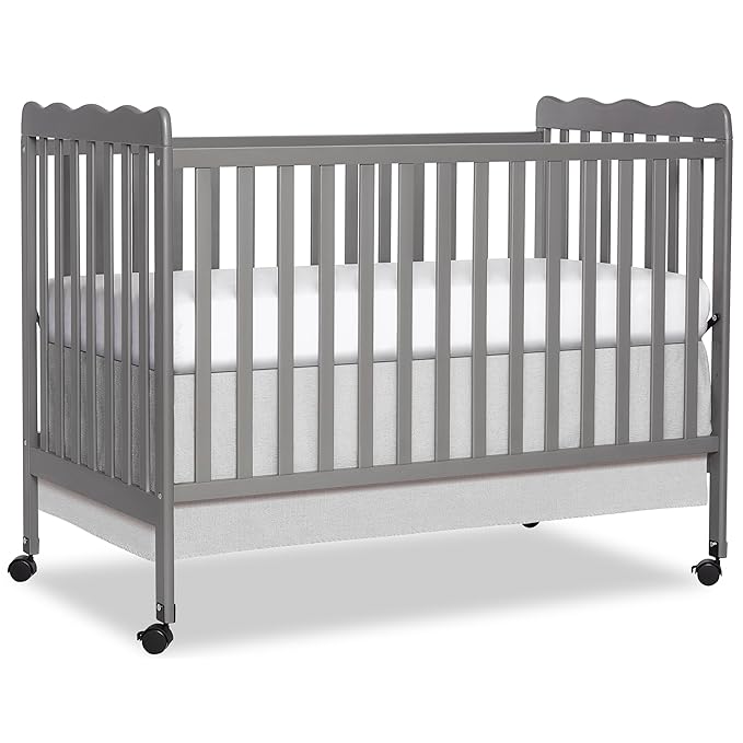 Dream On Me Carson Classic 3-in-1 Convertible Full-Size Baby Crib in Steel Grey, GreenGuard Gold & JPMA, 4 Mattress Heights, Converts to Day & Toddler Bed, Locking Wheels, Classic Nursery Design