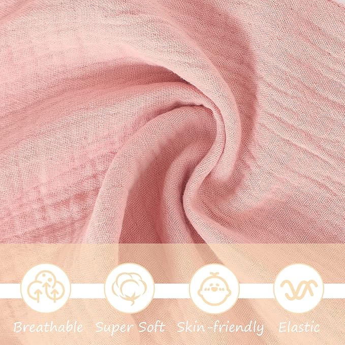Organic Elephant Lovey, Muslin Security Blanket for Babies, Elephant Baby Stuffed Animal, Snuggle Toy, Gift for Boys and Girls (Pink)