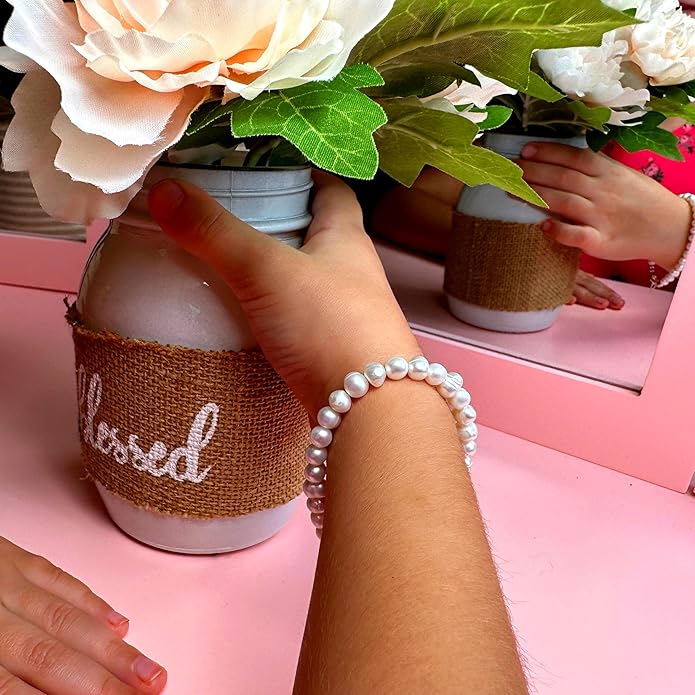 Freshwater Cultured Pearl Bracelet, Sterling Silver Jewelry. Toddler Bracelets for Girls, Toddler Girl Birthday Gifts, Keepsake Baby Girl gift