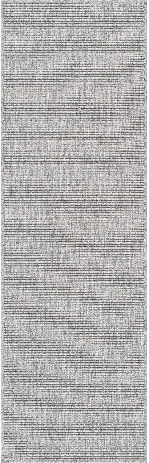 Beverly Rug Easy Jute Gray Runner Rug 2x7 Solid Washable Durable Outdoor Indoor Area Rugs for Living Dining Patio Office Stain Resistant Non Shedding Casual Indoor Outside Carpet 2 x 7 Gray