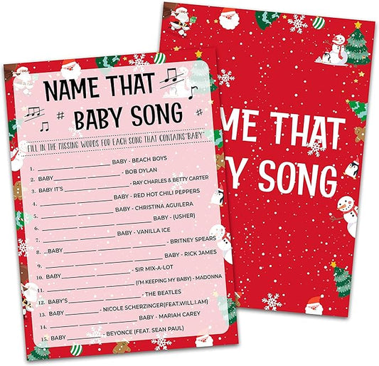 Baby Shower Game Cards - Baby Song Game, Gender Neutral Party Cards - Set of 30