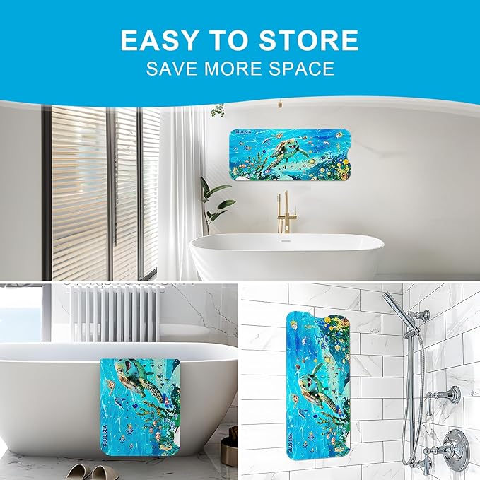 XIYUNTE Baby Bath Mat for Tub Non Slip Kids Bath Mat - 40''x16'' Extra Long Kids Bath Tub Mat Non Slip, Eco-Friendly Toddler Bath Mats with Suction Cups for Secure Grip, Easy to Clean & Easy Drying