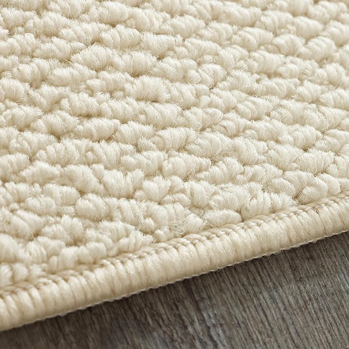Carvapet 5x7 Solid Rugs for Living Room Bedroom, Washable Off-White Low Pile Jute Carpet with Rubber Backing, Foldable, Non Slip Thin Area Rug
