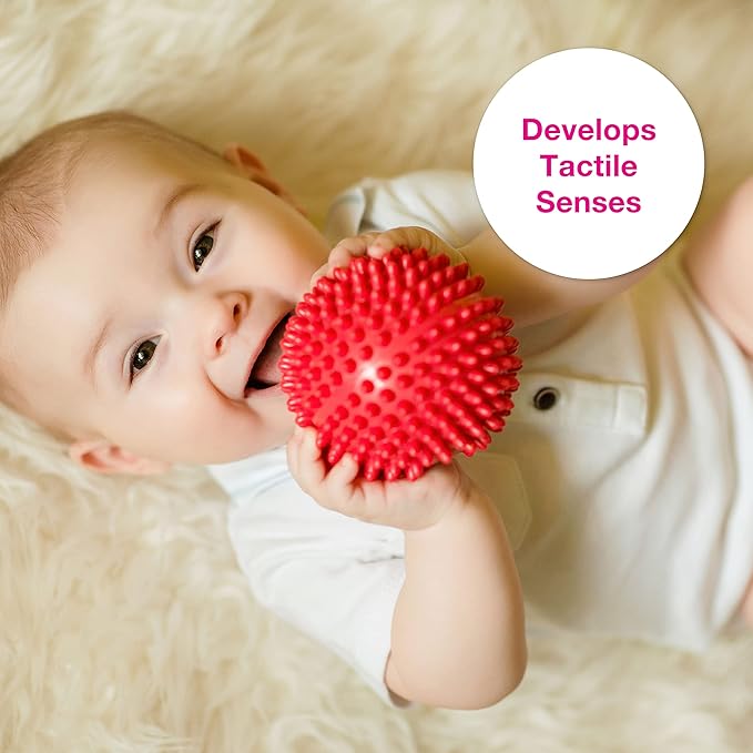Edushape Original Sensory Balls - Pack of 3 Colorful Baby Balls and Toddler Ball; Enhances Gross Motor Skills for Kids 6 Months and Up