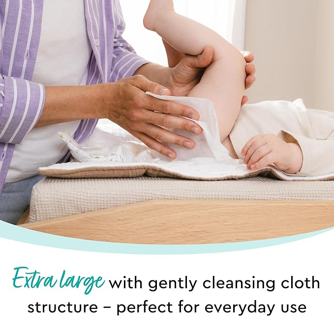 Hypoallergenic & strong Baby Wipes with 99% Water, Unscented & Plastic-free, 8 resealable Packs (576 Wipes Total)