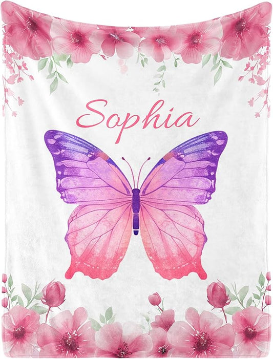 Personalized Baby Blanket- Custom Baby Blanket for Girls Soft Flanne Blankets in Easter Personalized Baby Gifts for Christmas Birthday Baby Shower Infant Newborn Shower (Red)