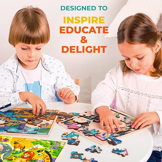 QUOKKA Wooden Africa Puzzles for Kids Ages 3-5 – 28 Pieces Toddlers Kids Puzzles Ages 4-8 Year Olds – Wood Africa Toys for Children 6-8 yo