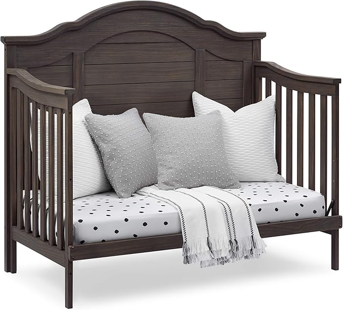 Delta Children Simmons Kids Asher 6-in-1 Convertible Crib with Toddler Rail, Rustic Grey