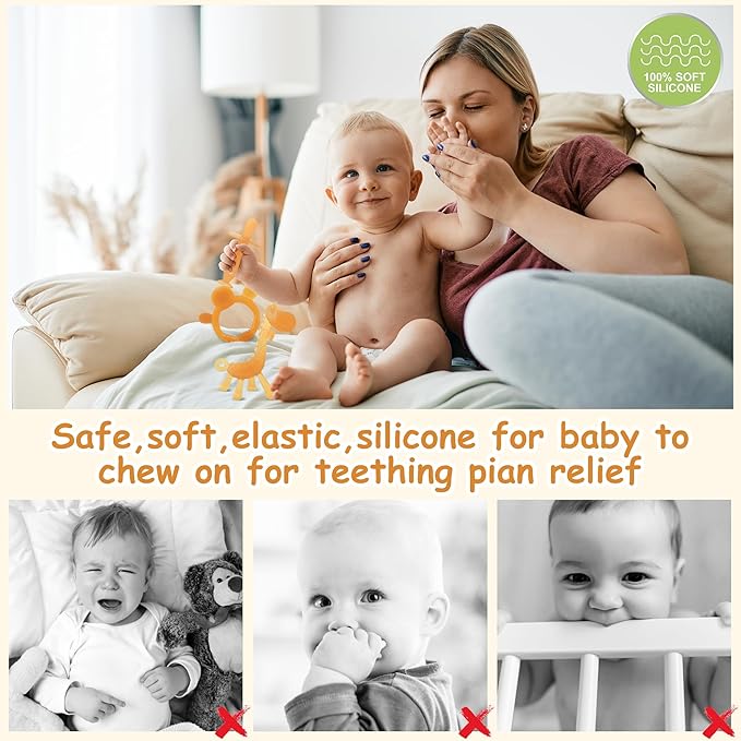 Food WAJIAYON Amber Oil Baby Teething Toys for Babies 0-6 Months,Baby Toys 6 to 12 Months,Freezer BPA Free Soft and Textured Silicone Baby Teether Relief Soothing Sore Gums Chew Infant Toys-Giraffe