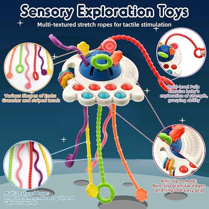 AiTuiTui Sensory Montessori Baby Teething Toys, Silicone Remote Control Teether Toddler Educational Learning Travel Toys for 3 6 9 12 18 Months Infant Newborn Boy Girl Birthday Gifts
